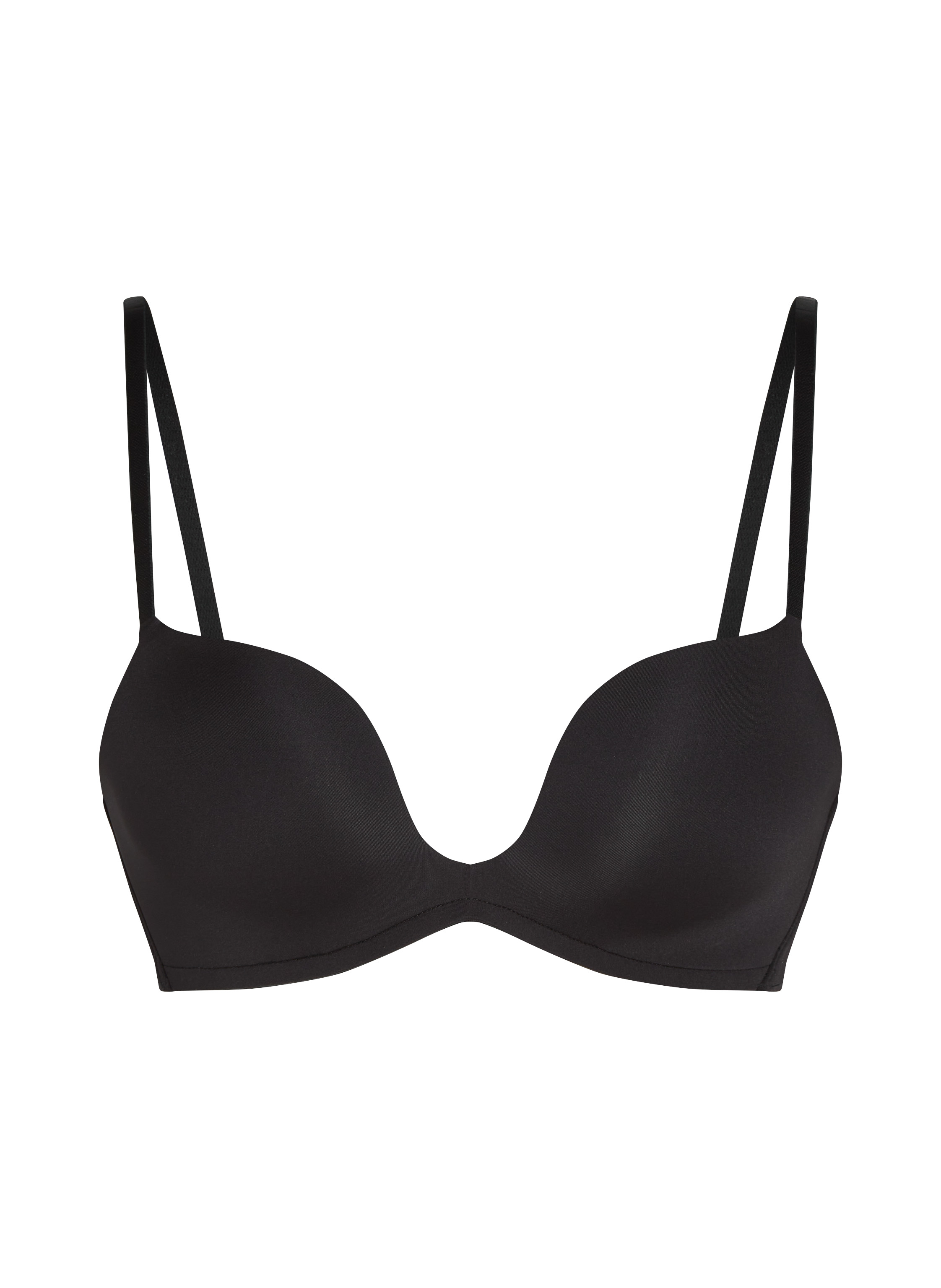 Deep-V Padded Underwired Push-Up Bra, Black, main