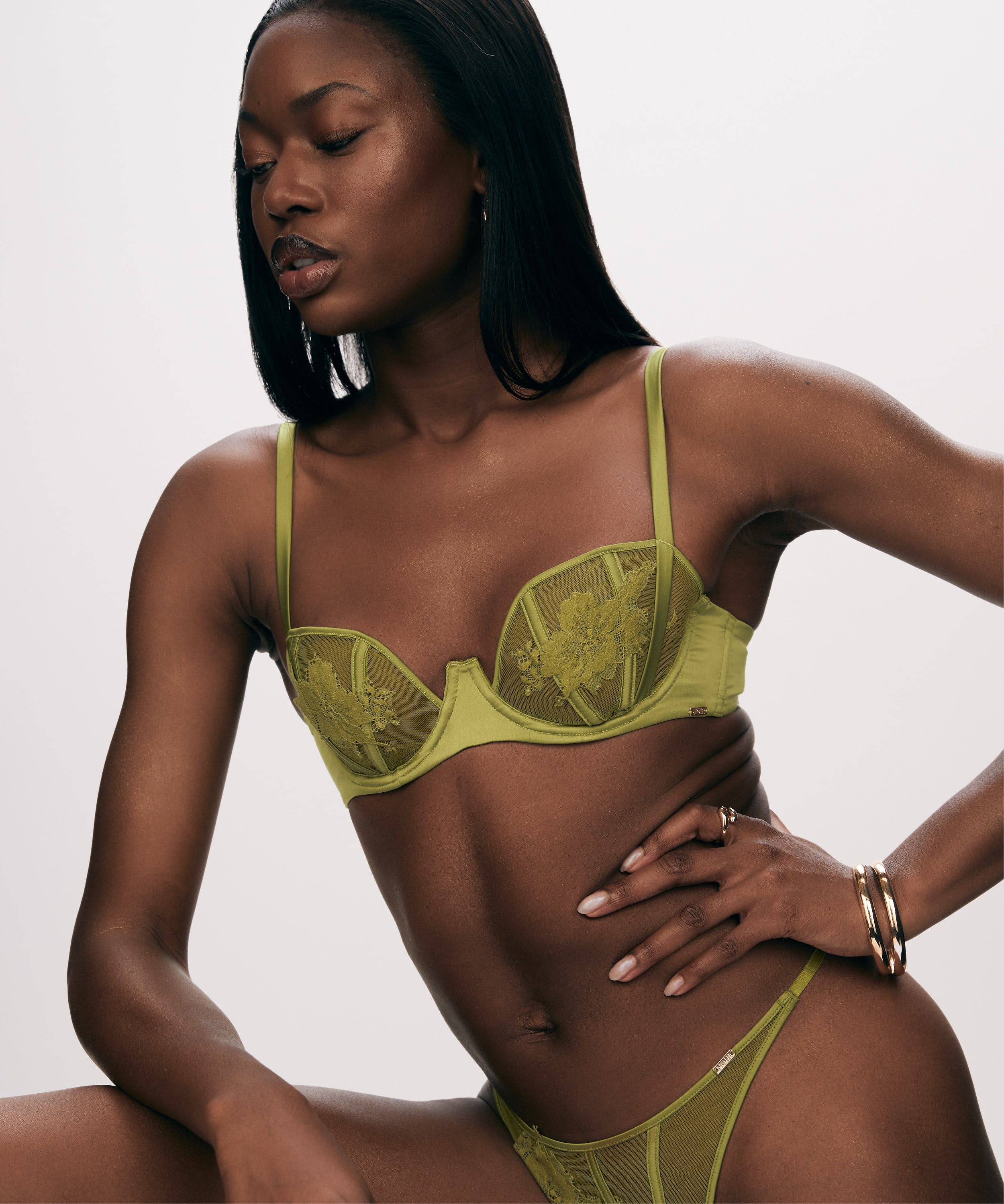 Ember Non-Padded Underwired Bra, Green, main