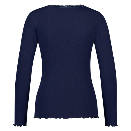 LS ribbed top R-neck, Blue