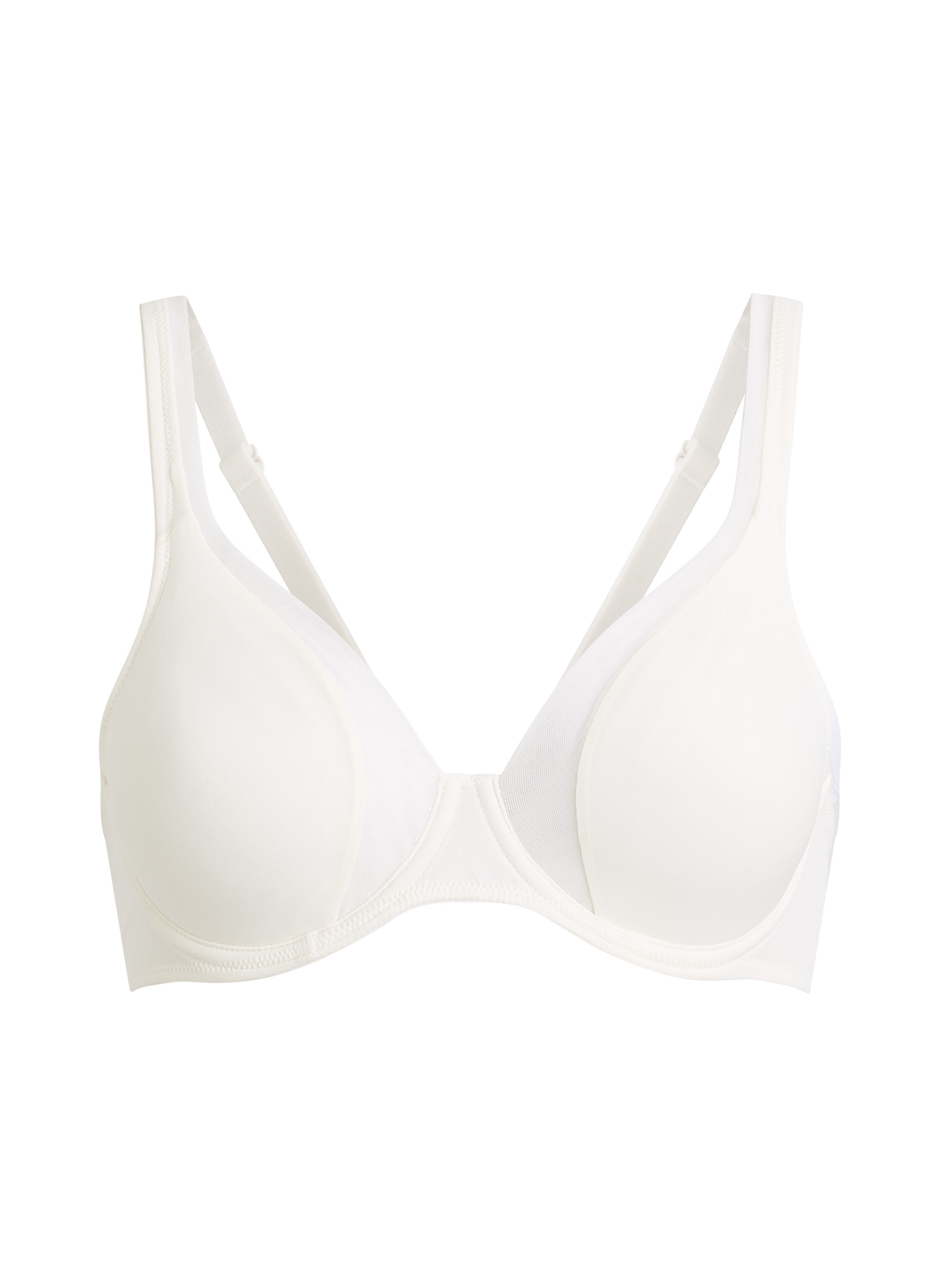 Mesh non-padded underwired bra, White