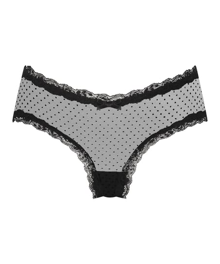 V-shaped Brazilian knickers mesh, Black