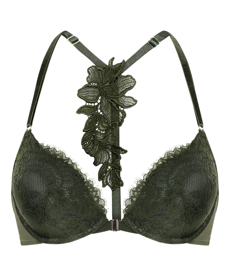 Amara Padded Underwired Push-Up Bra, Green