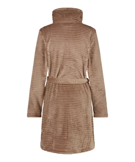 Fleece Zip Bathrobe, Gray