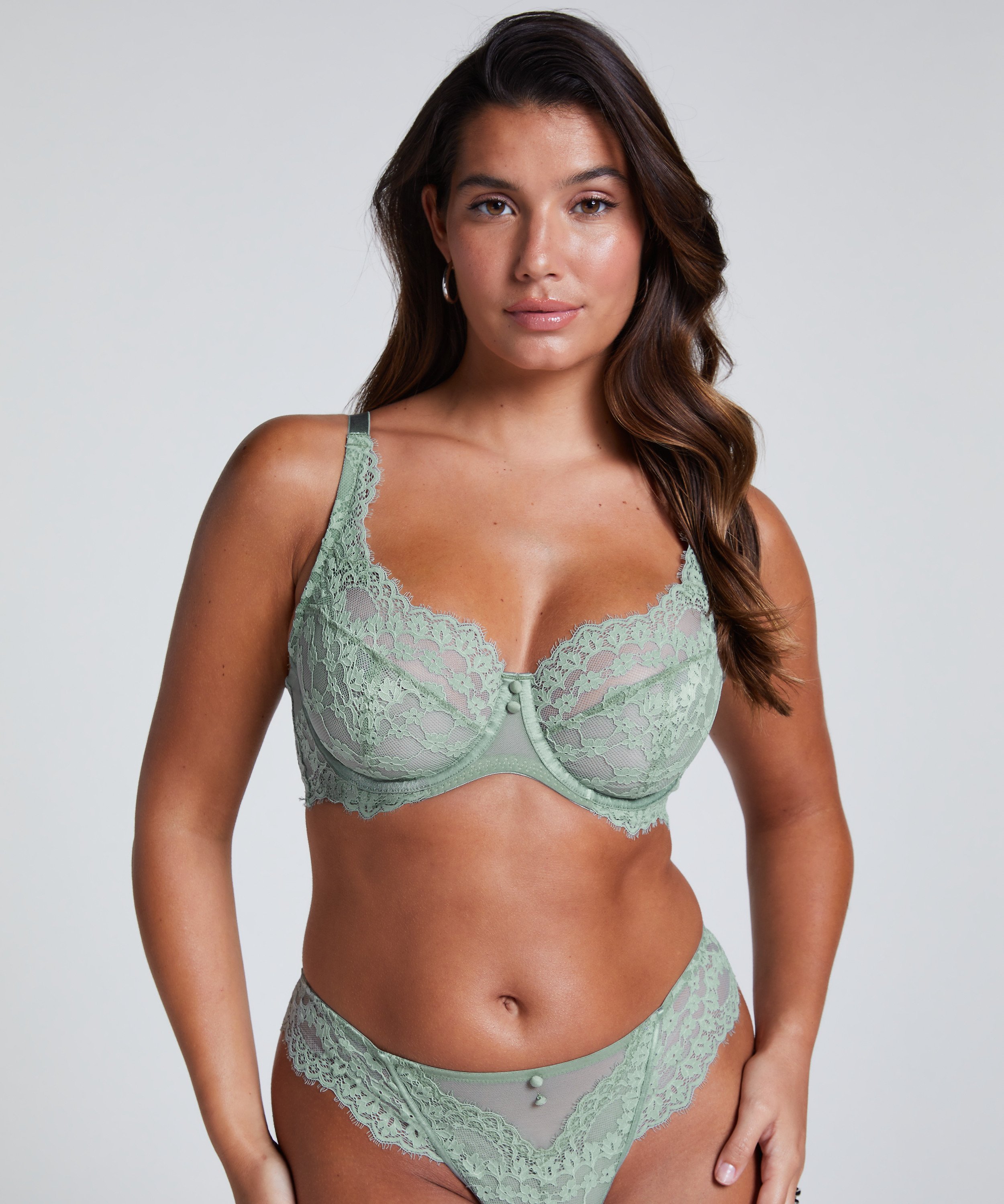 Daisy Non-Padded Underwired Bra, Green, main