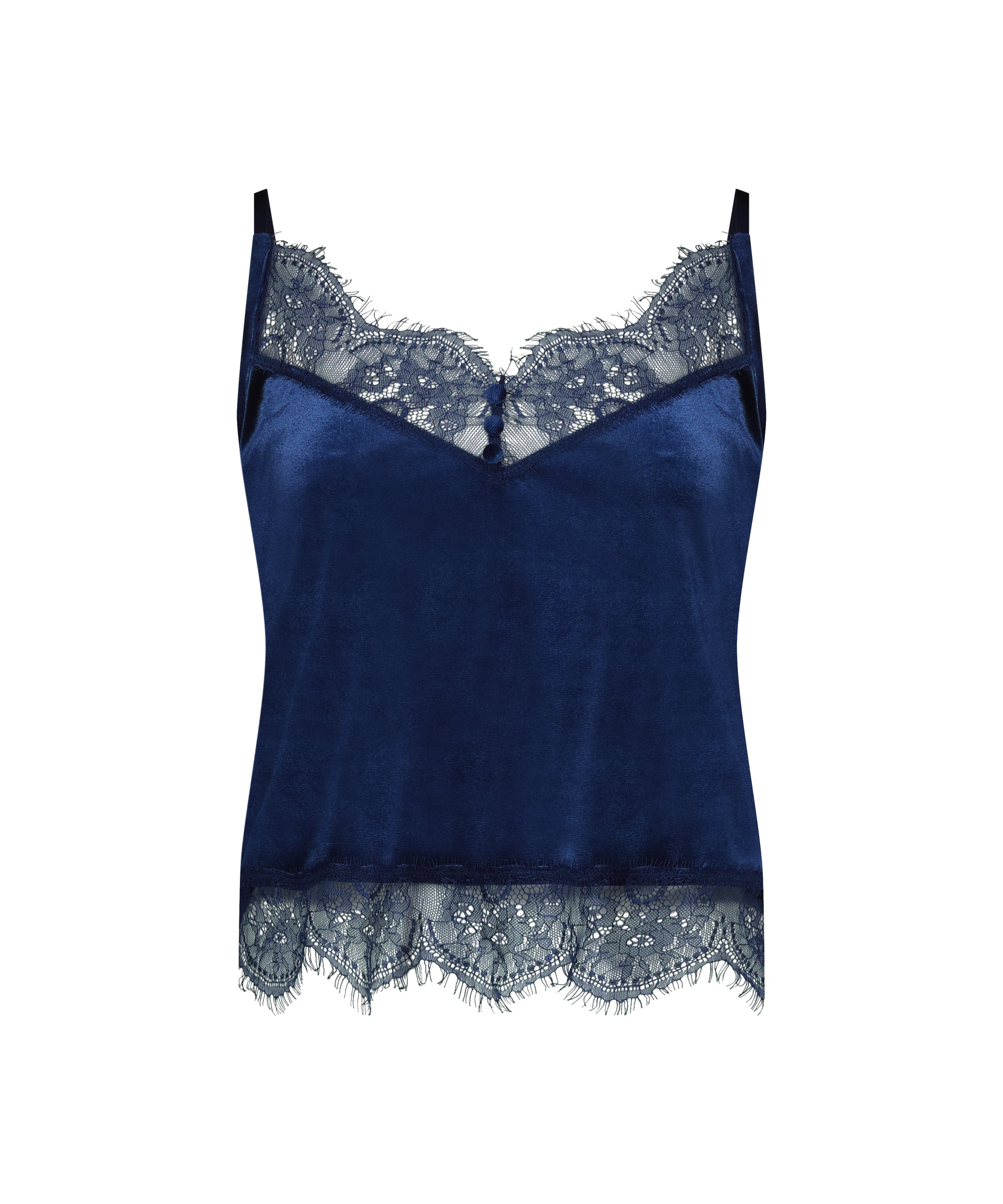 Shiny Velours Lace Cami, Blue, main