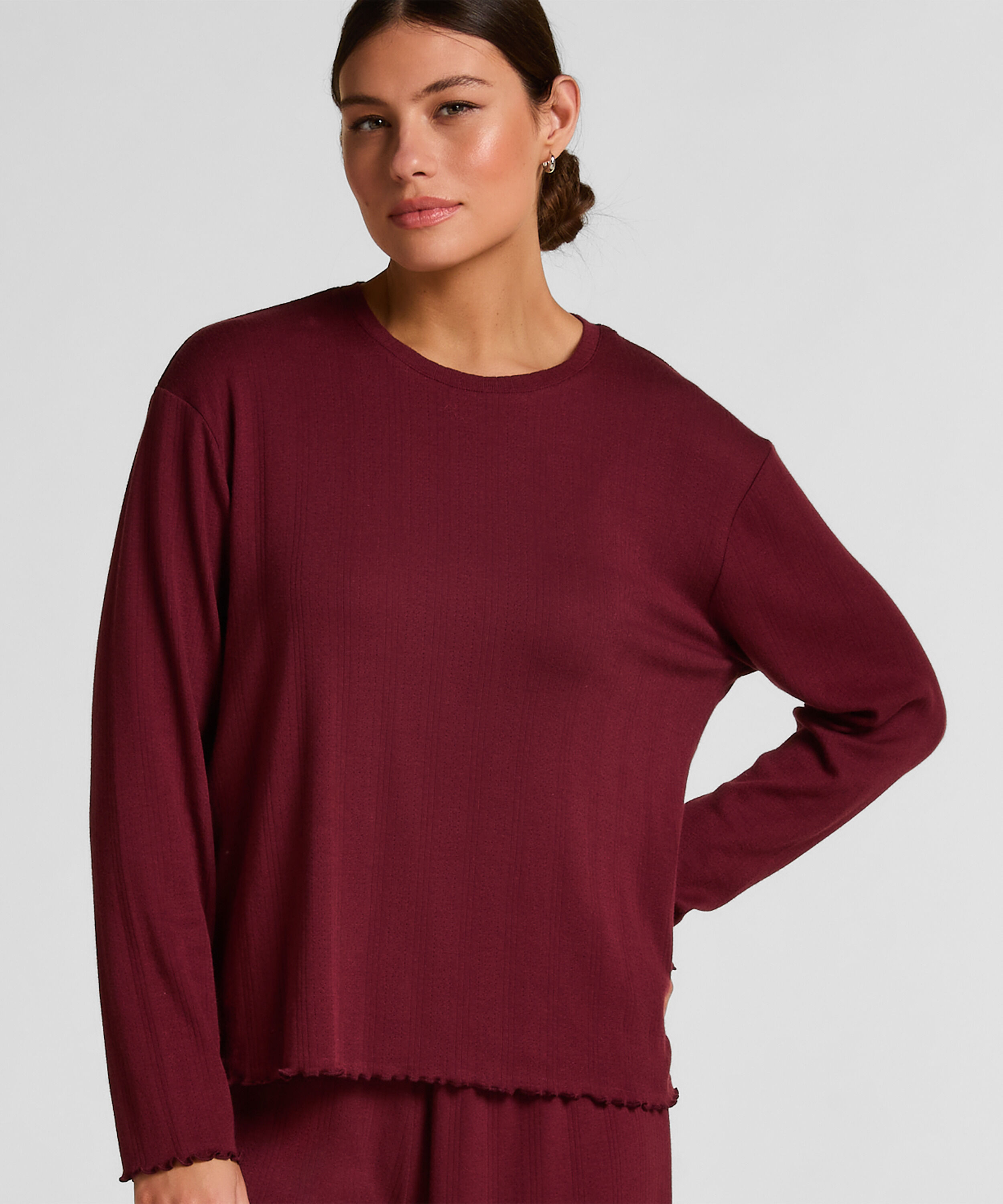Pyjama Top Loose Pointelle, Red