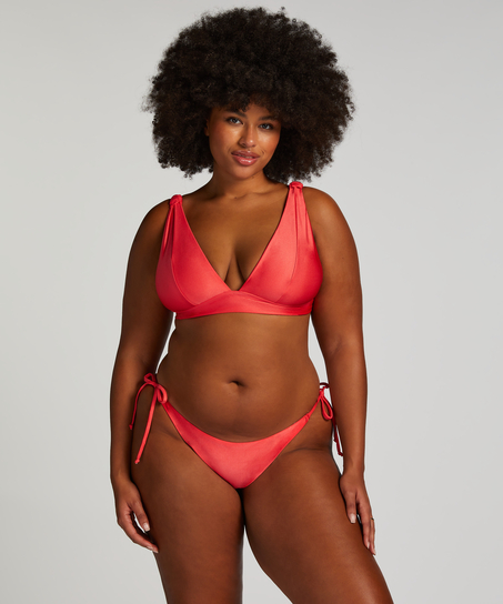 Luxe Cheeky Tanga Bikini Bottoms, Red