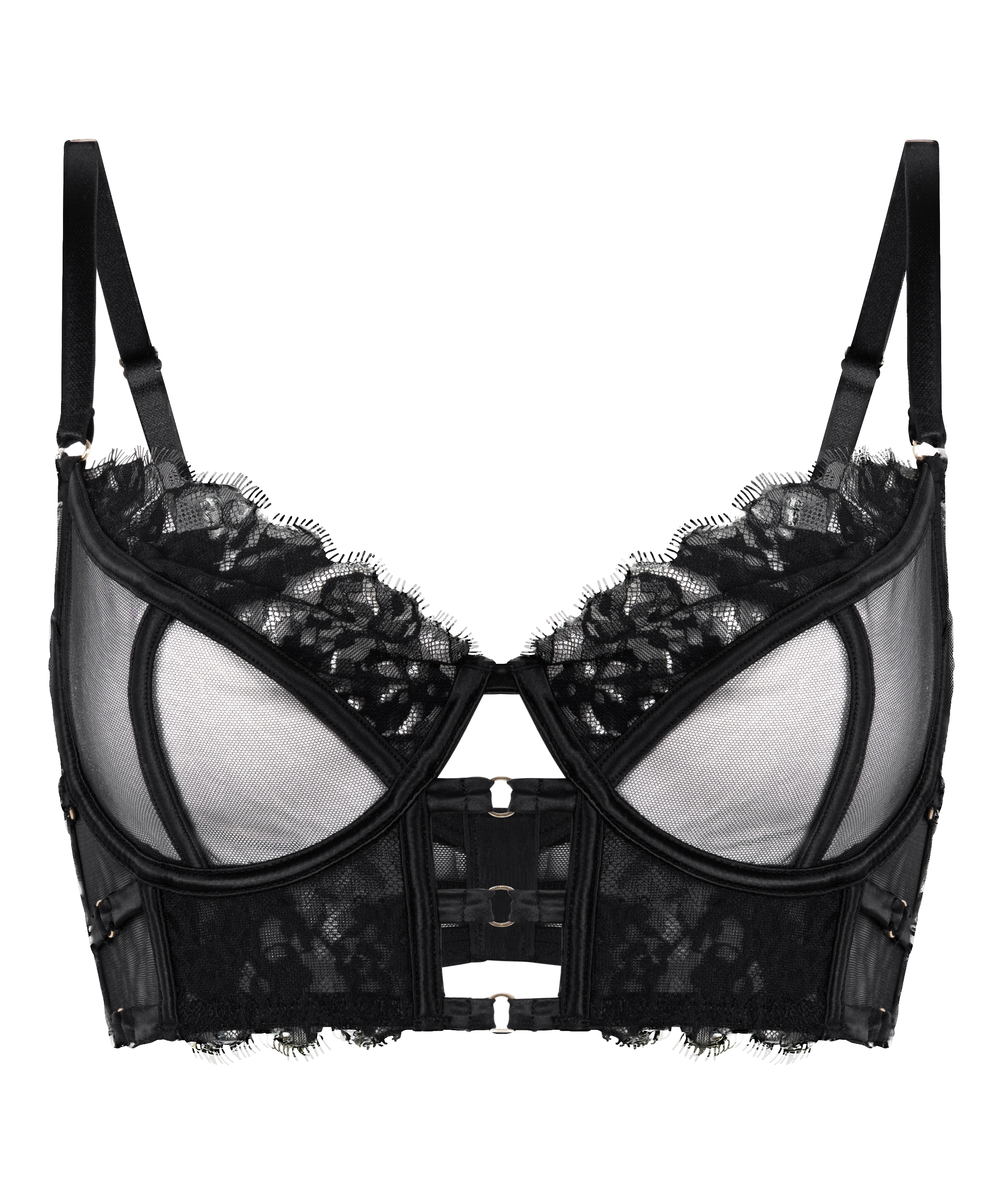 Nienke Non-Padded Underwired Longline Bra, Black, main