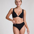Scallop non-padded underwired bikini top, Black