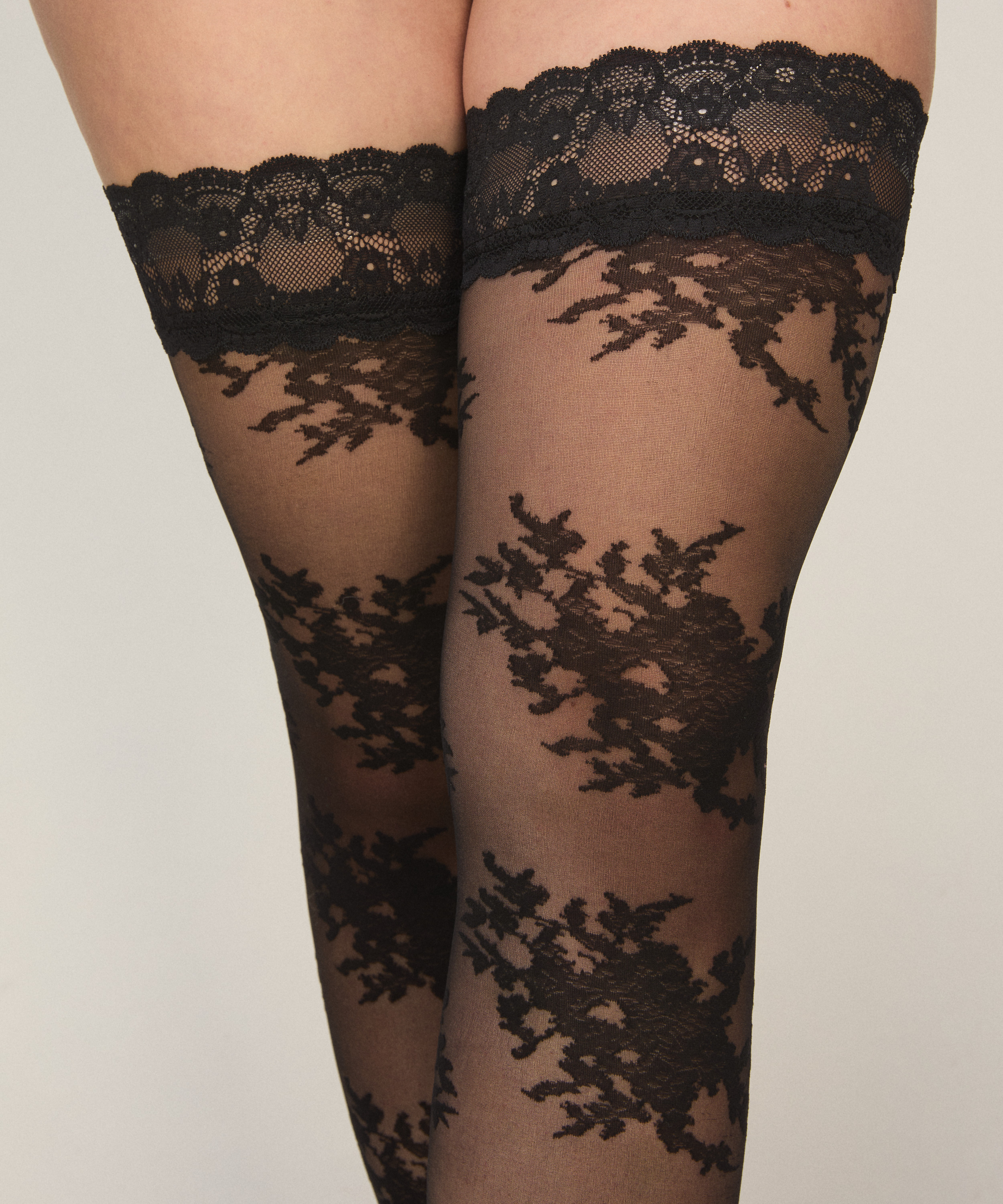 Stay Ups 15 Denier Lace, Black, main