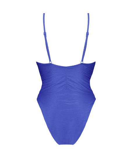 Rib Lagoon High-Cut Swimsuit, Blue