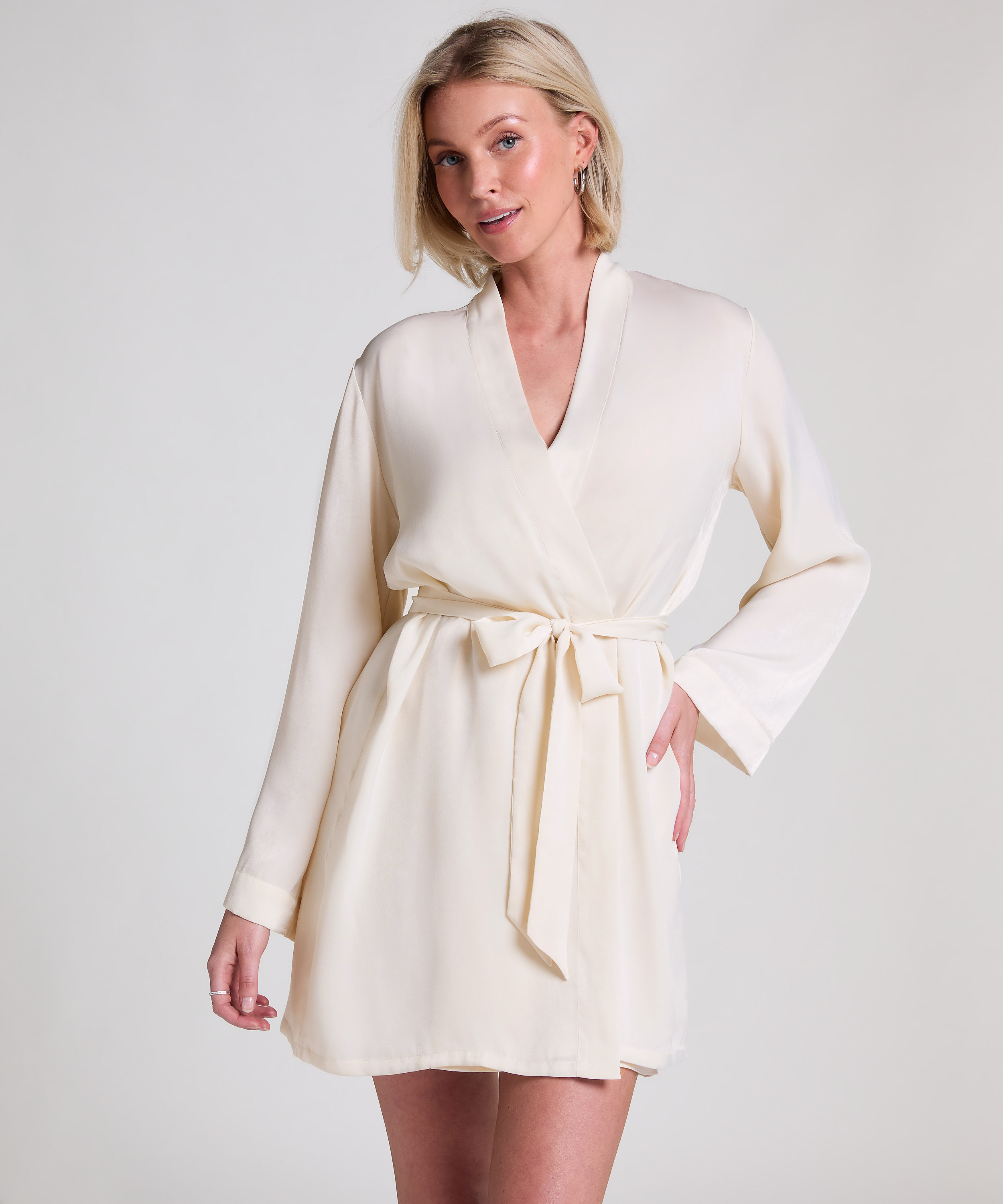Satin Kimono, White, main