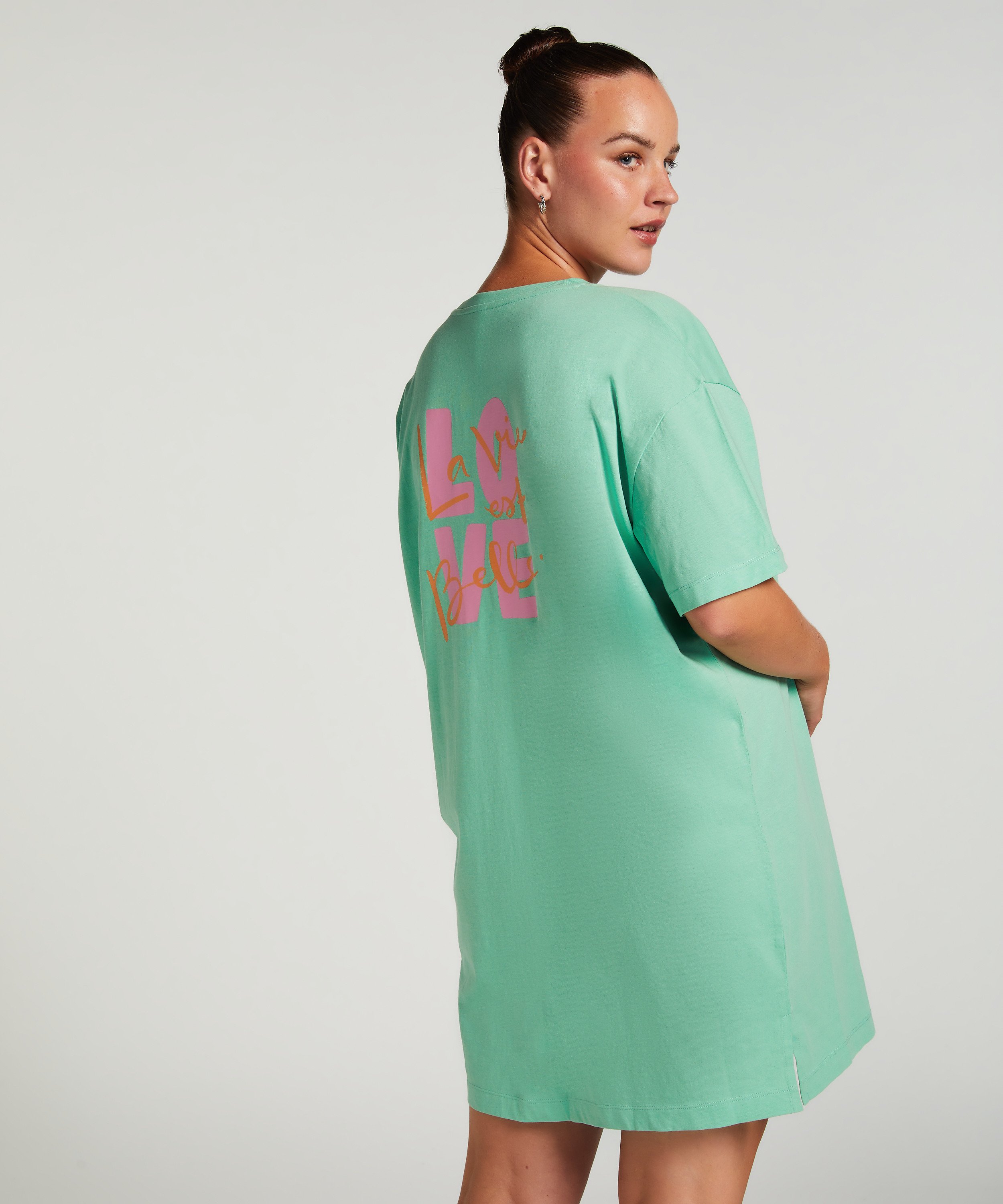 Round Neck Nightshirt, Green, main