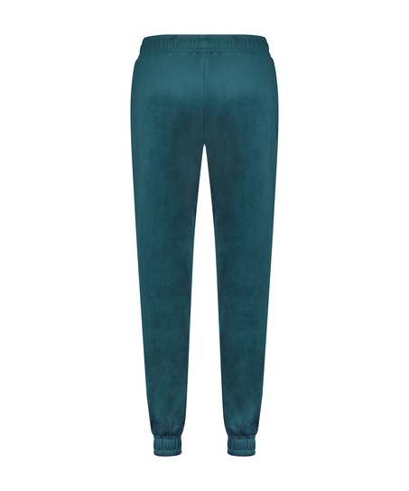 Velour Jogging Pants Pin-tucked, Blue