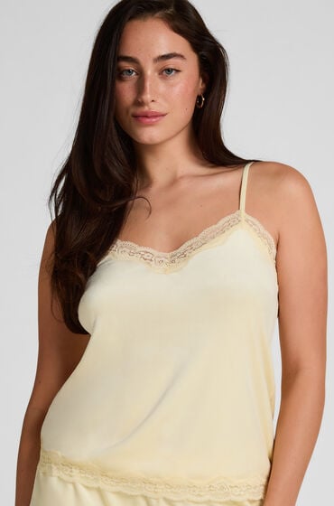 Hunkemöller Velours Lace Cami Top Yellow