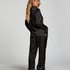 Satin Long-Sleeved Jacket, Black