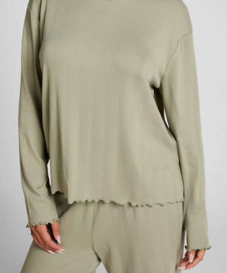 Pyjama Top Loose Pointelle, Green