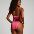 Crinkle High-Leg Bikini Bottoms, Pink