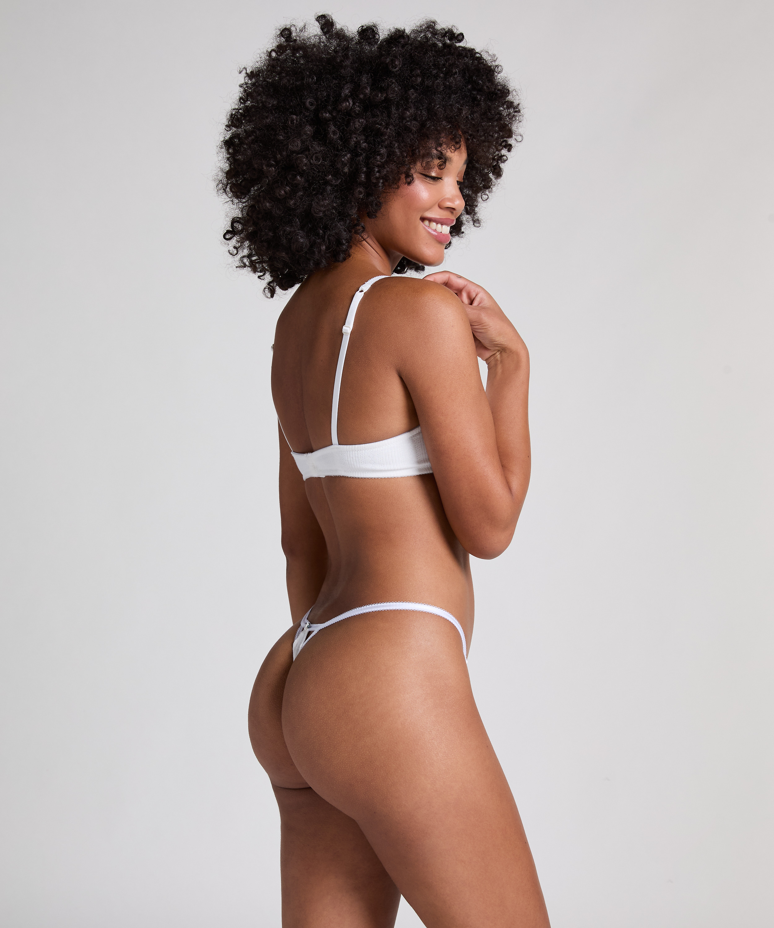 Pointelle Padded Underwired Bra, White, main