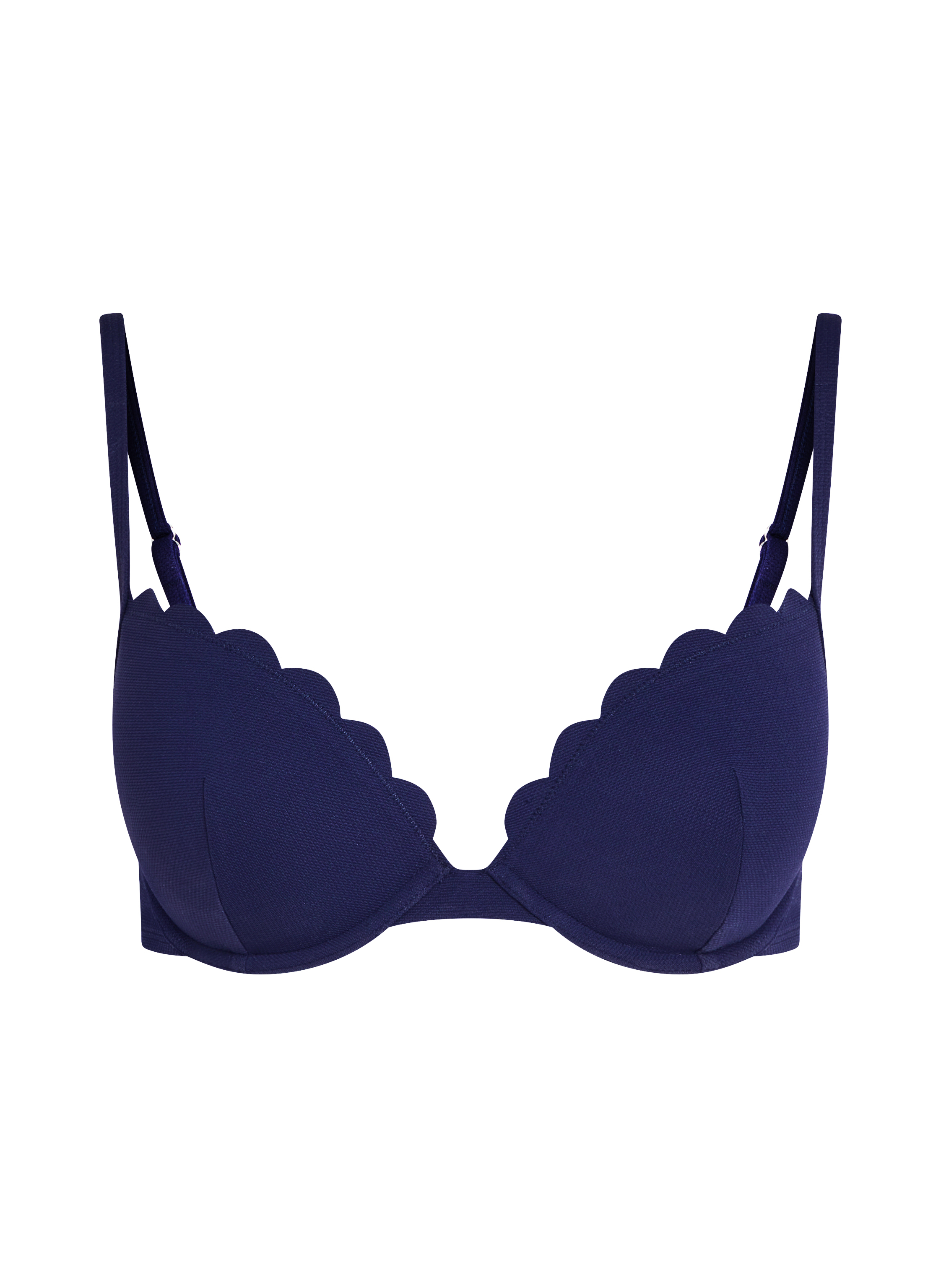 Scallop push-up underwired bikini top Cup A - E, Blue, main
