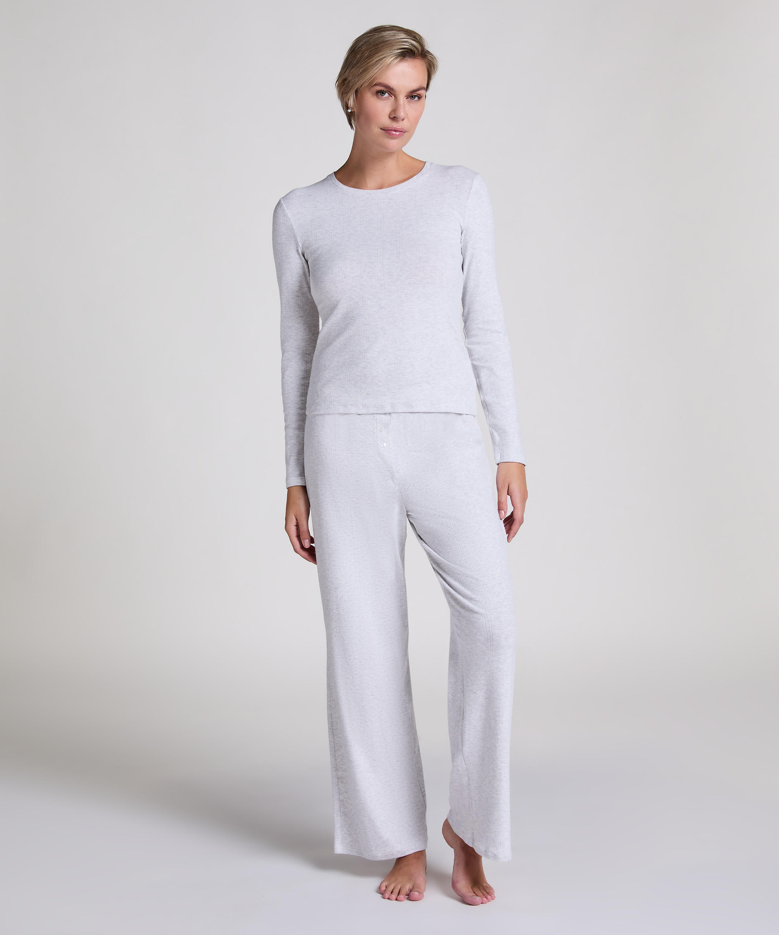 Pyjama top Pointelle, Gray, main