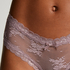 Floral Mesh V-shaped Brazilian Knickers, Purple