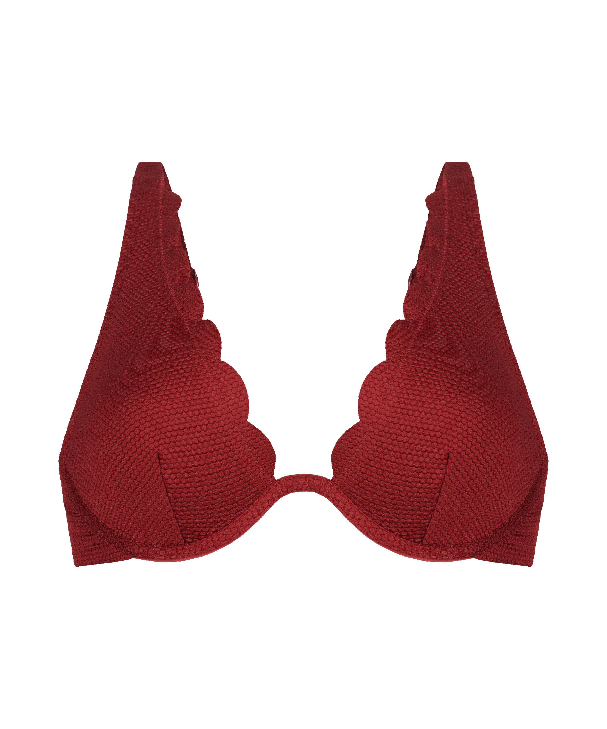 Scallop Non-Padded Underwired Bikini Top, Red, main