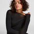 super soft Boatneck Shirt with Cashmere, Black
