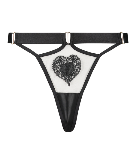 Black Dumbbell Thong T-Back Panties Underwear Cotton Lycra