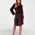 Short Fleece Ribbed Bathrobe, Purple