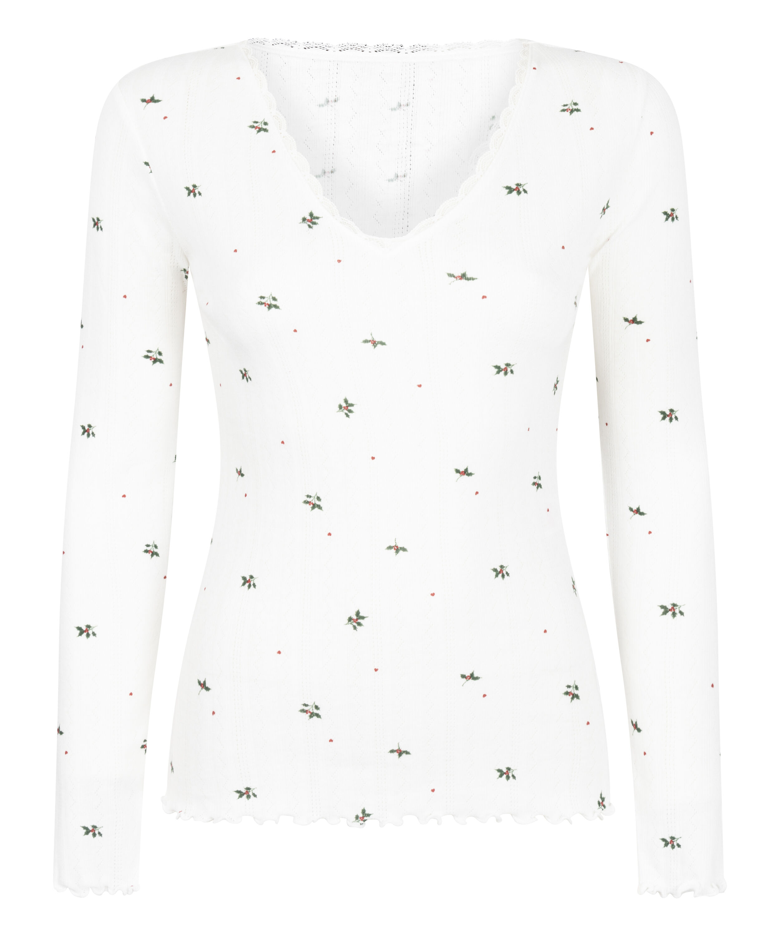 Pointelle Pyjama Top, White