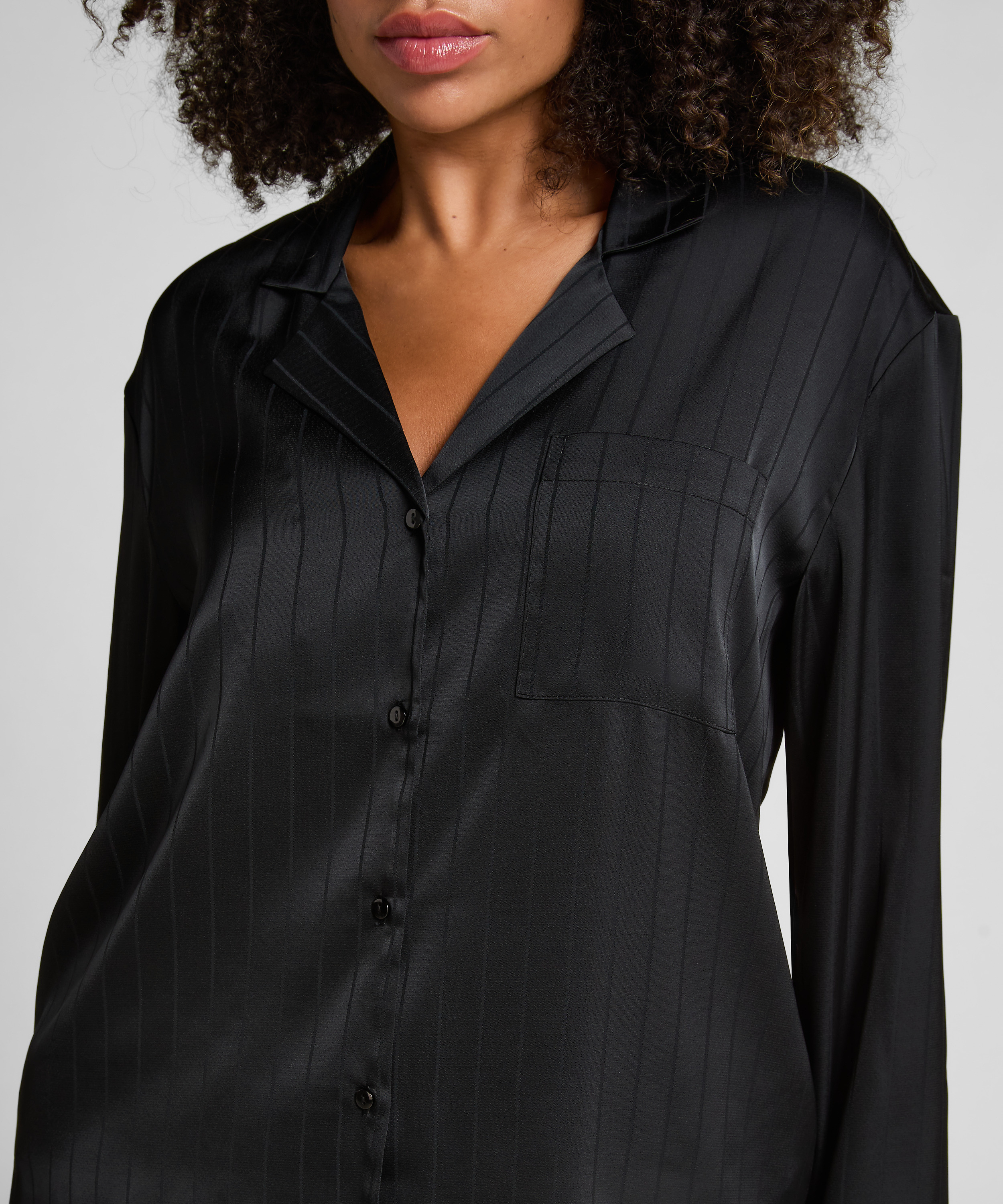 Satin Pinstripe Jacket, Black, main