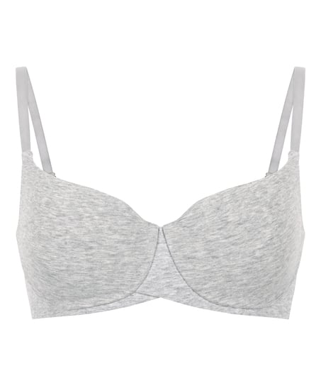 Cotton Padded Underwired Bra, Gray