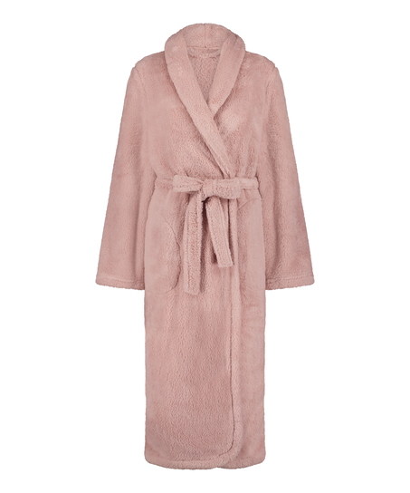 Long Fleece Bathrobe, Pink