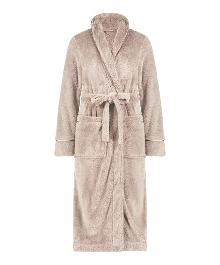 Long Fleece Bathrobe, Brown