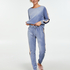Striped Velvet Jogging Pants, Blue