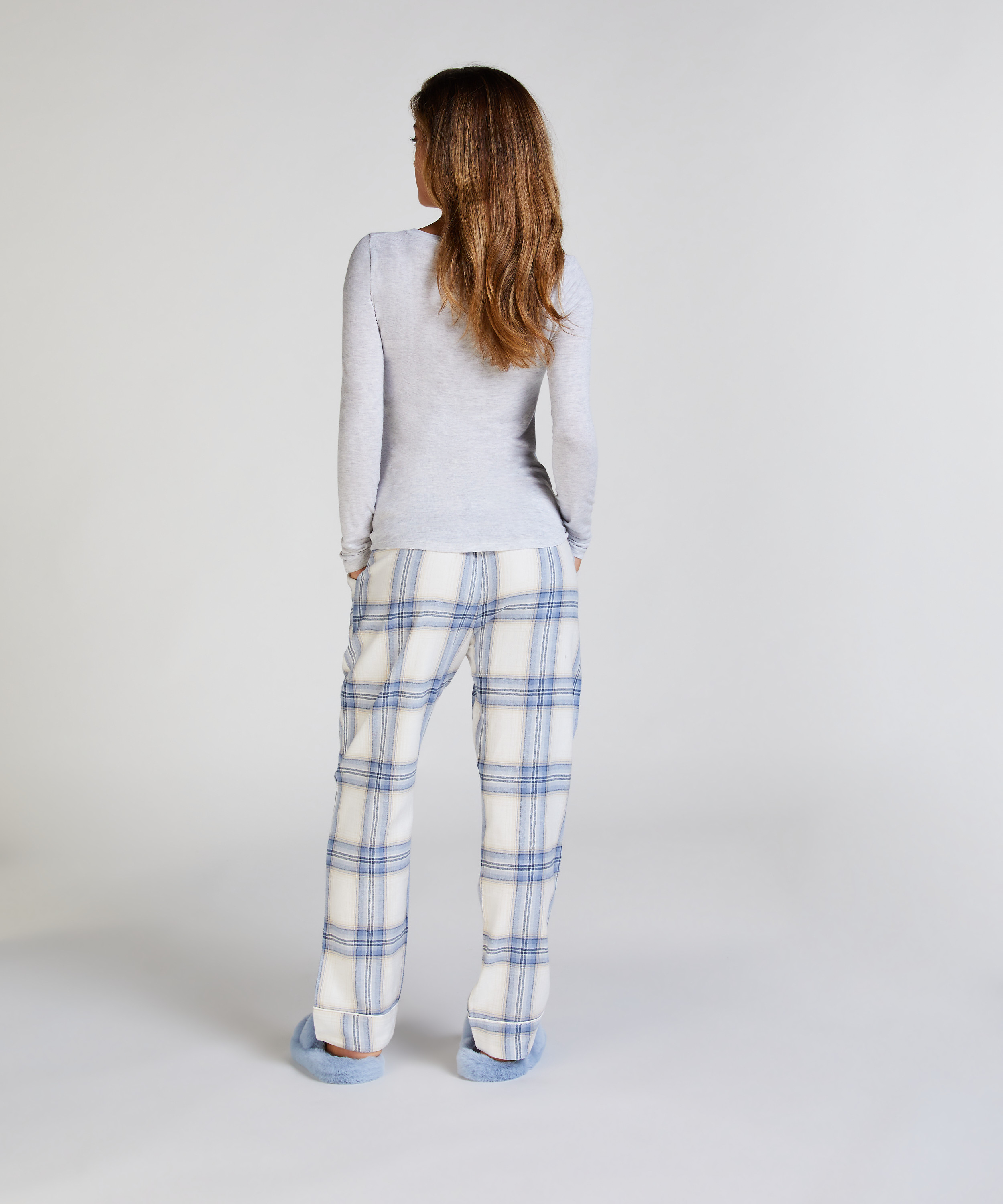 Flannel Pyjama Pants, Blue, main
