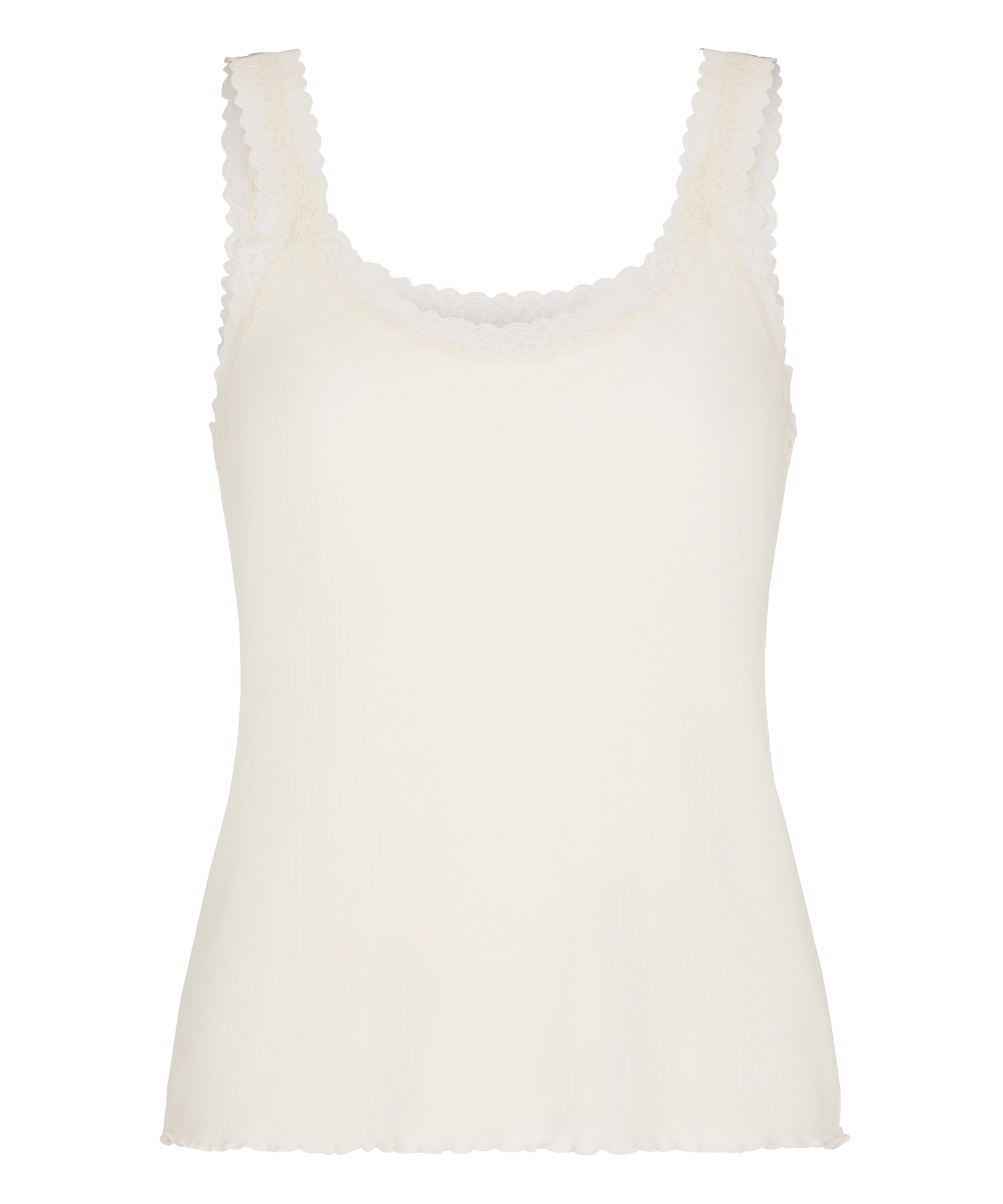 Singlet Rib Jersey Lace, White, main