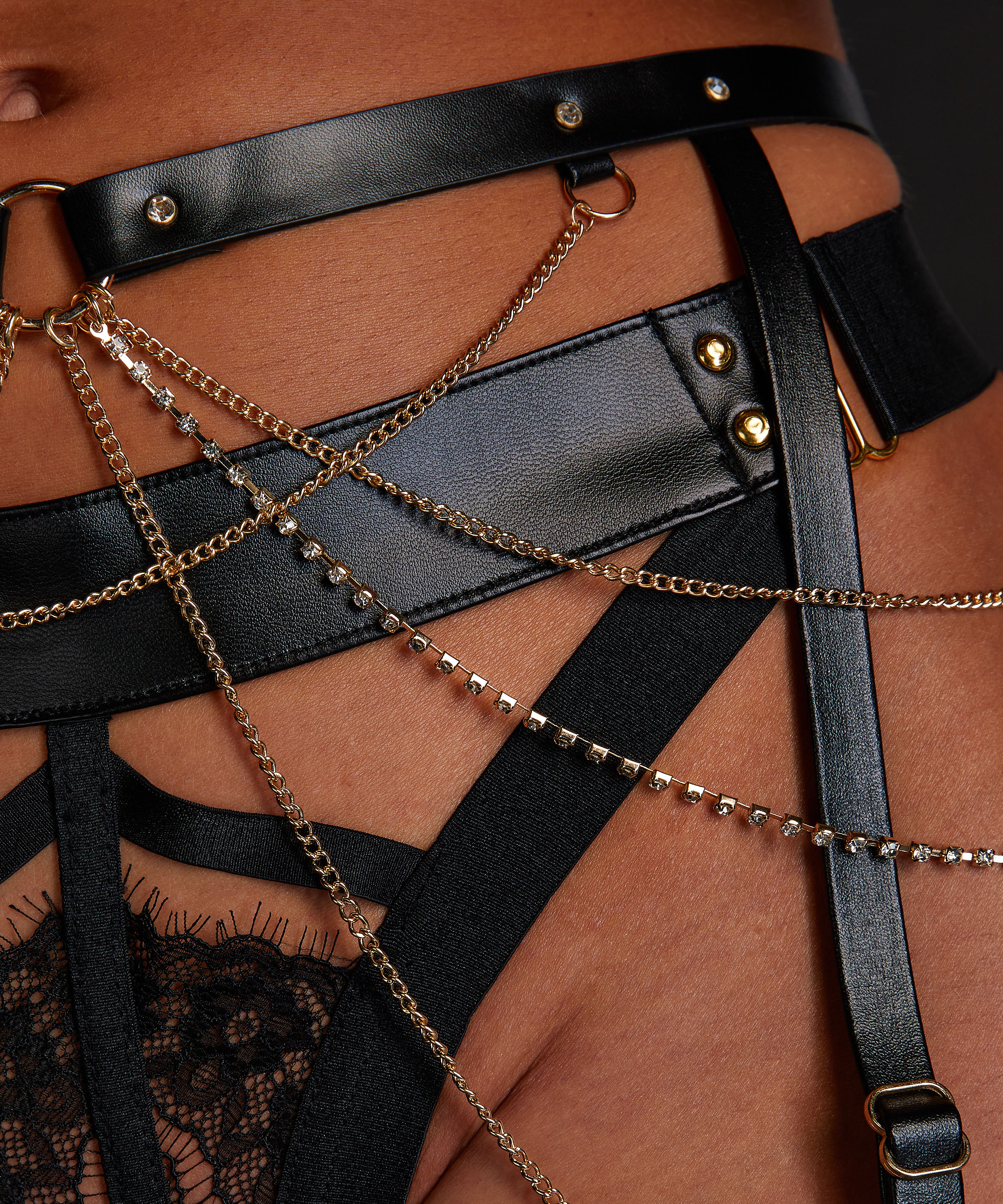 Chain Suspender Belt, Black, main