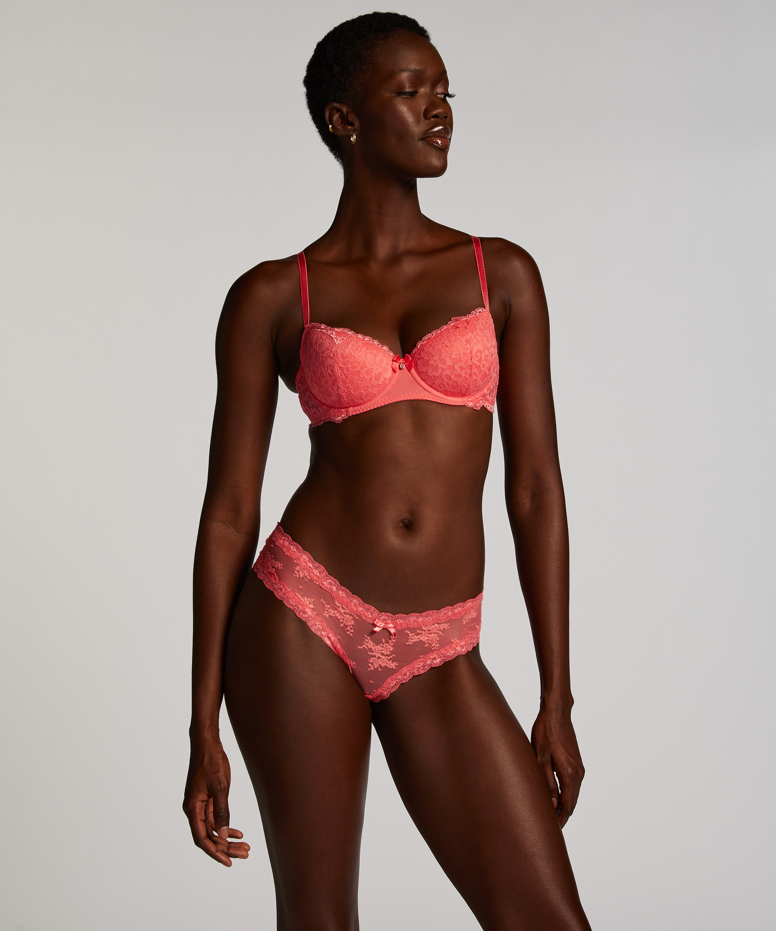 V-shaped Brazilian knickers mesh, Pink, main