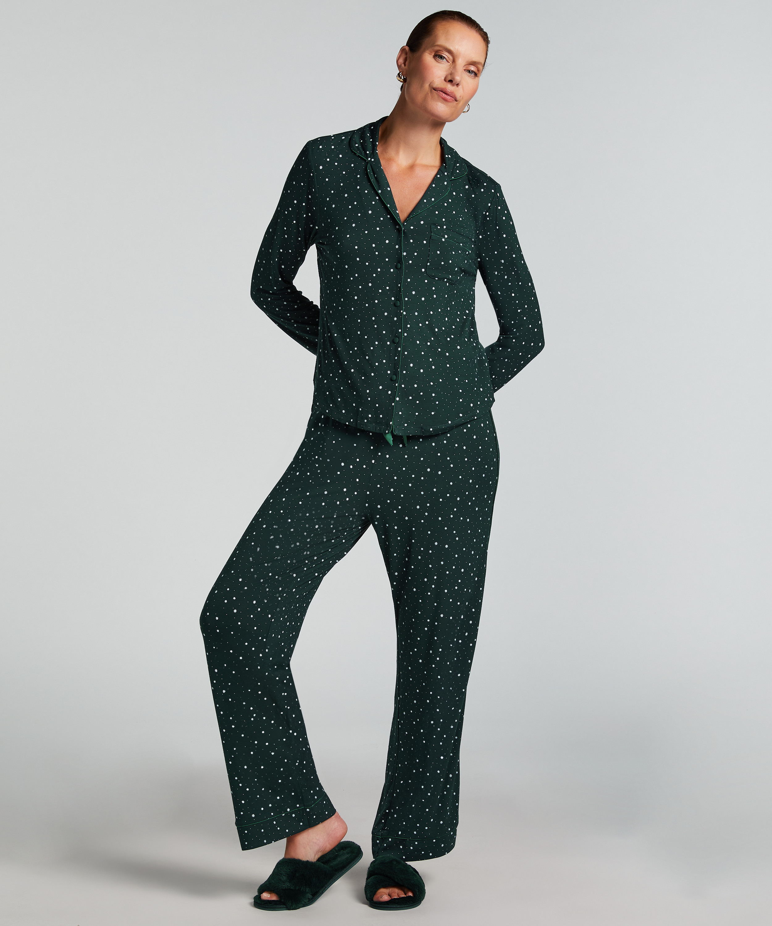 Jersey Pyjama Pants, Green, main