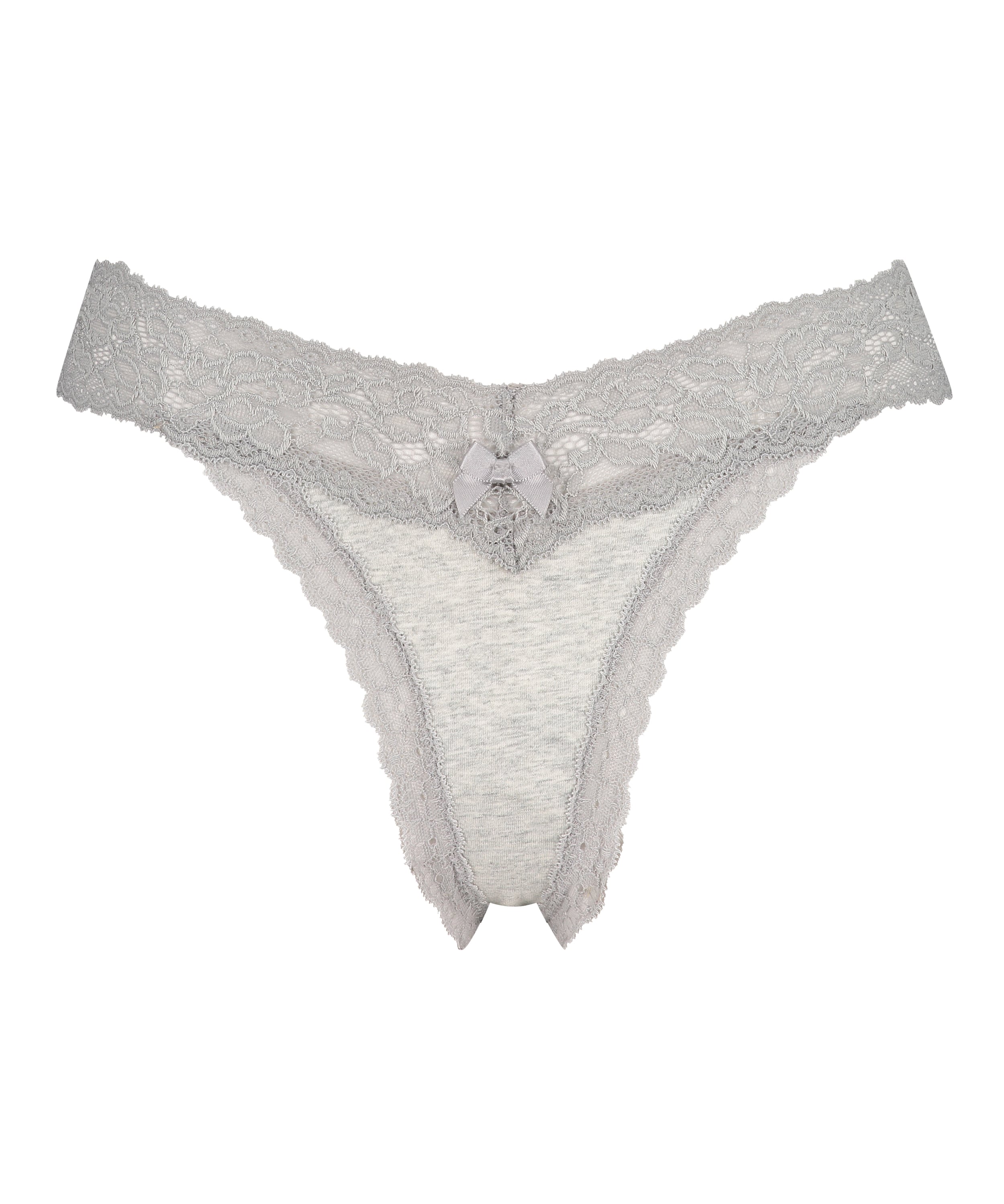 Cotton extra low thong, Gray, main