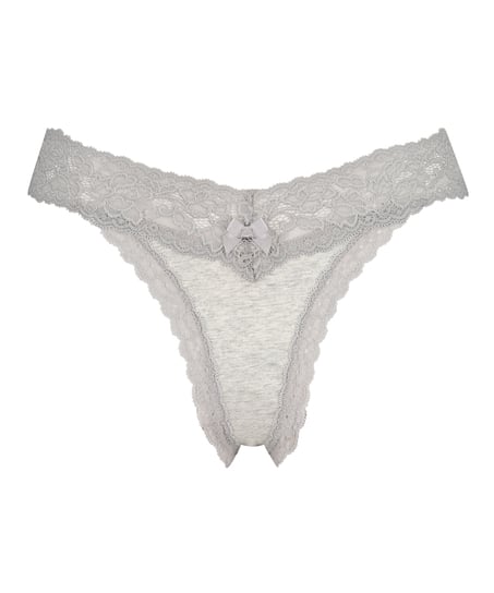 Cotton extra low thong, Gray