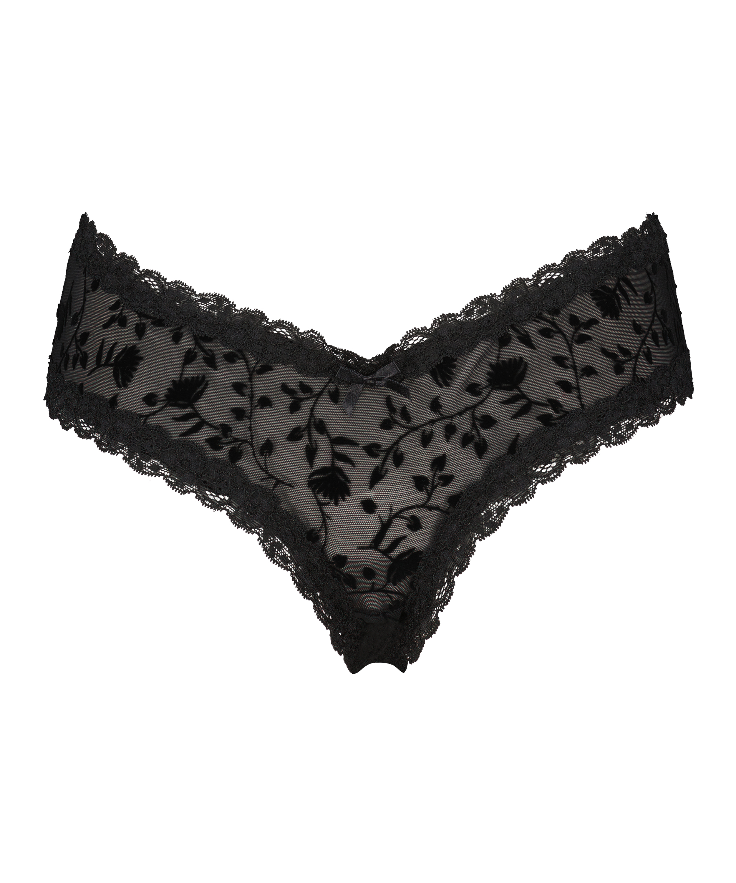 V-shaped Brazilian knickers mesh, Black, main