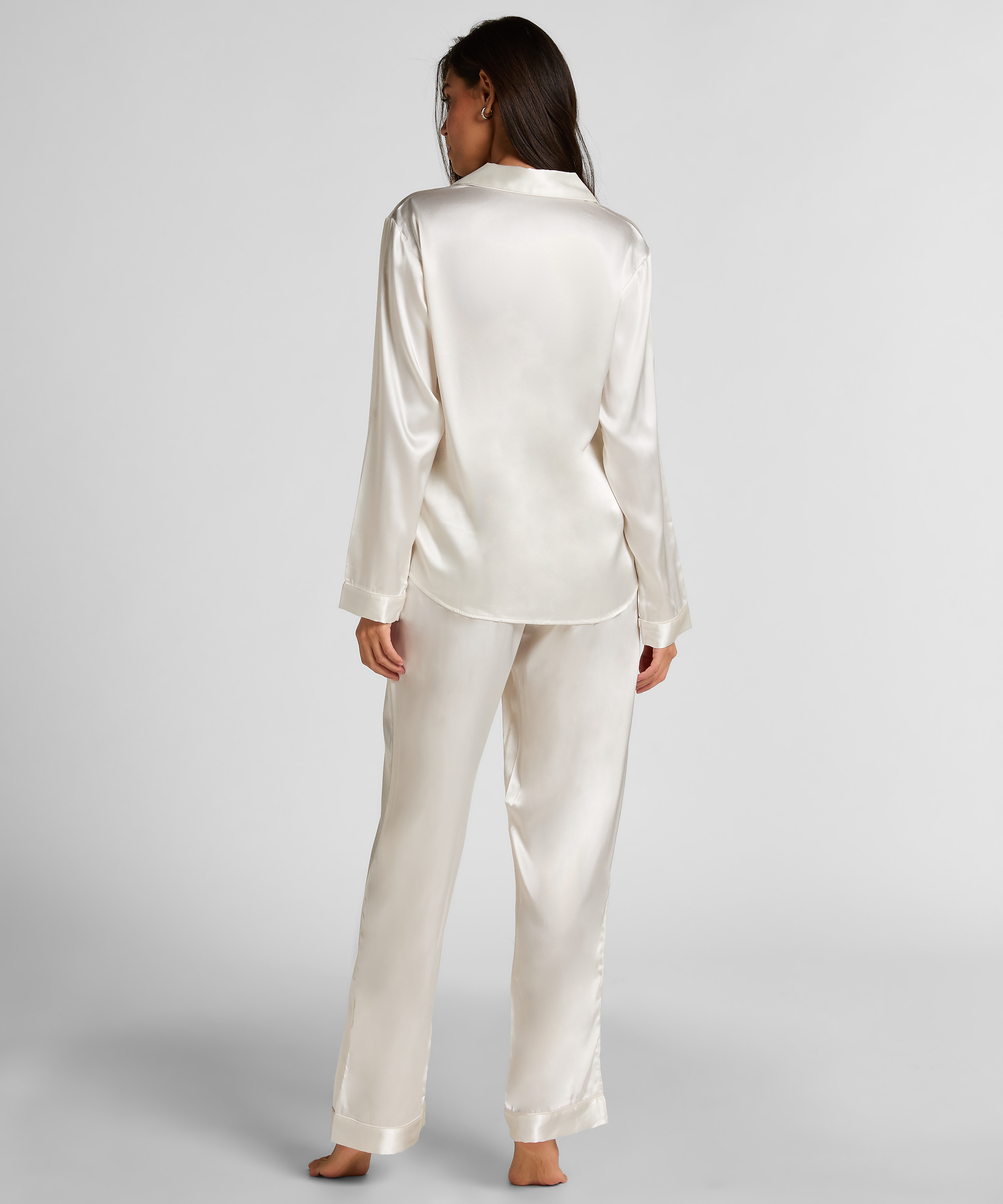 Pyjama Set Shiny Satin, White, main