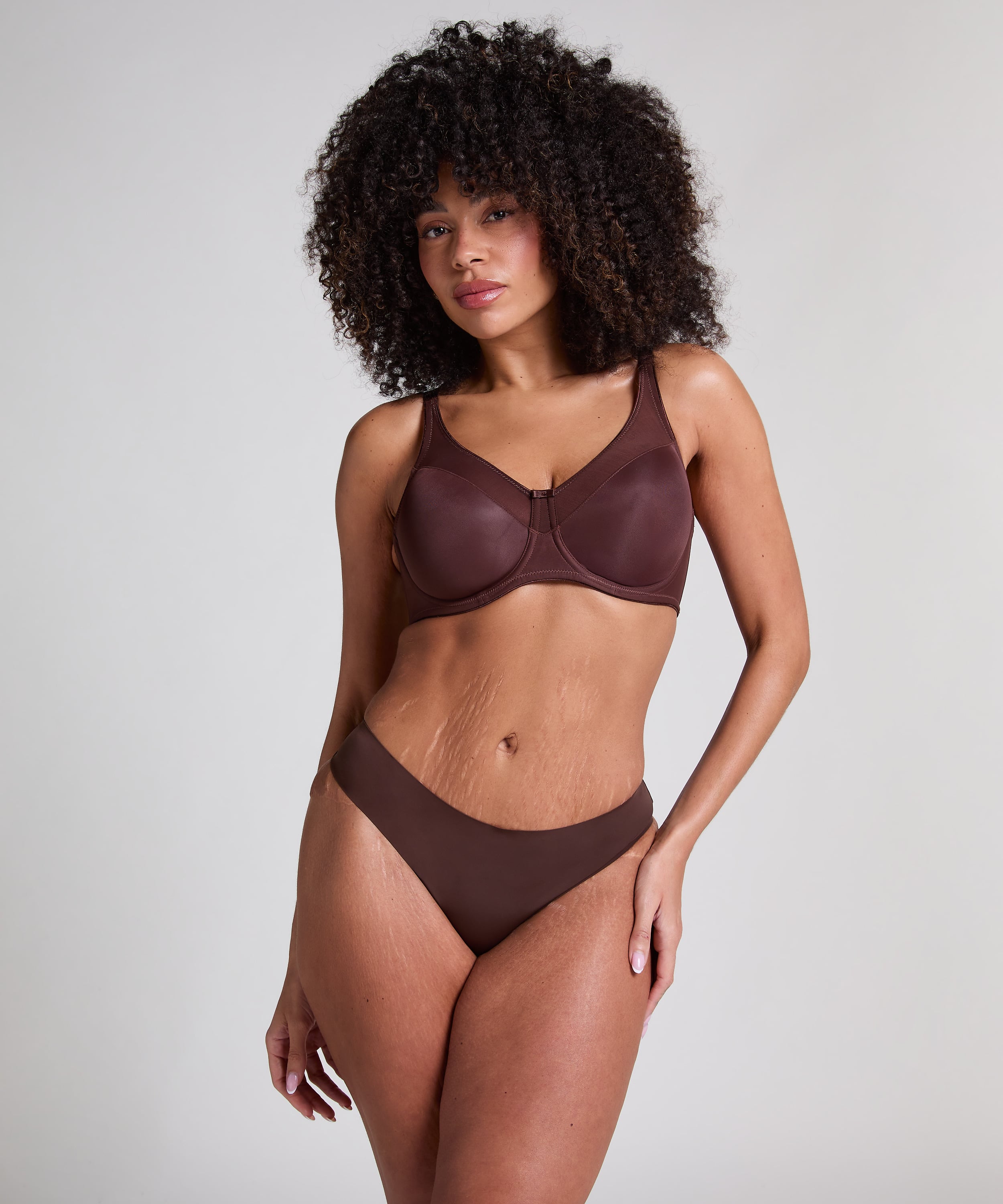 Nina Non-Padded Underwired Minimizer Bra, Brown, main