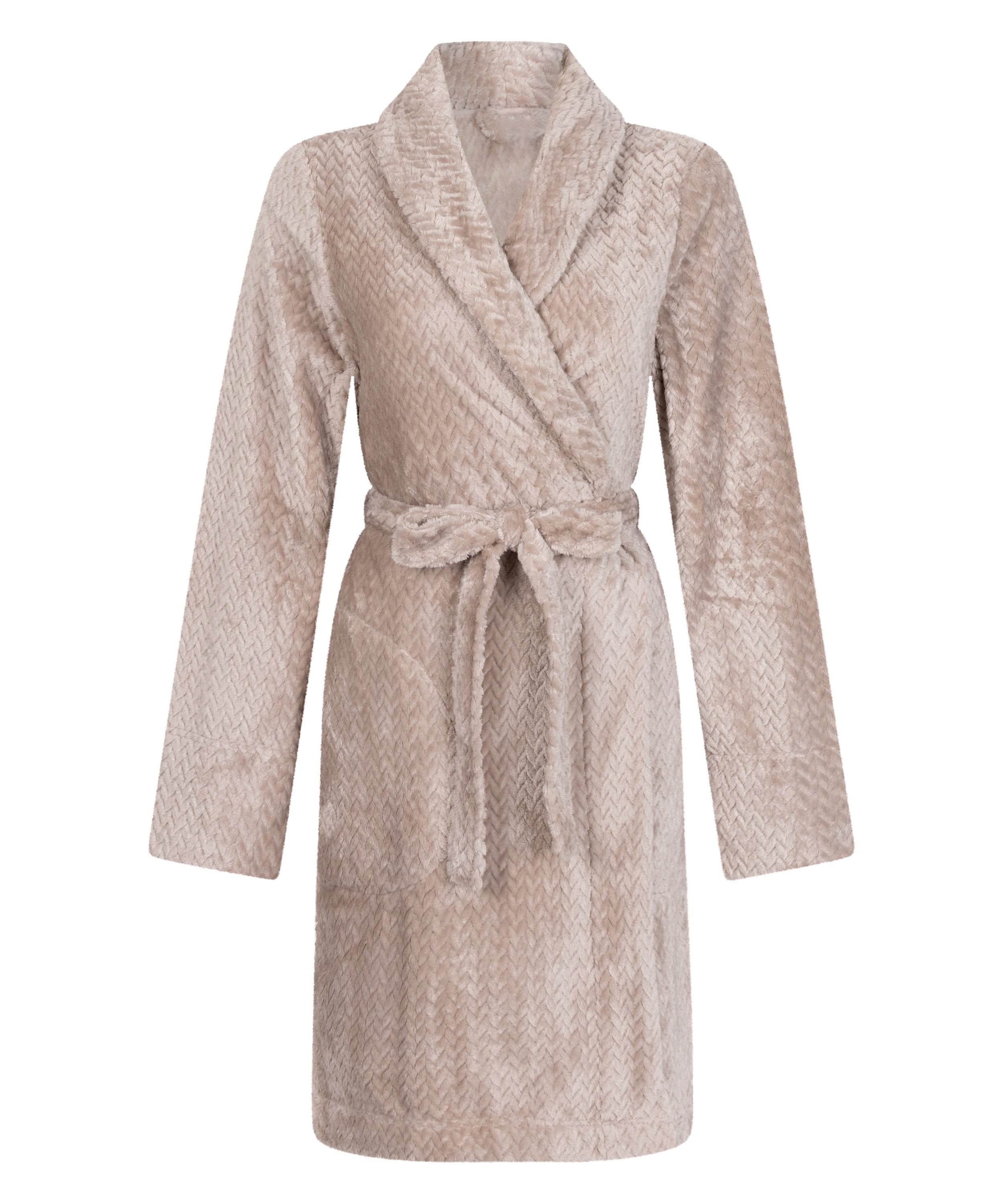 Fleece Bathrobe, Beige, main