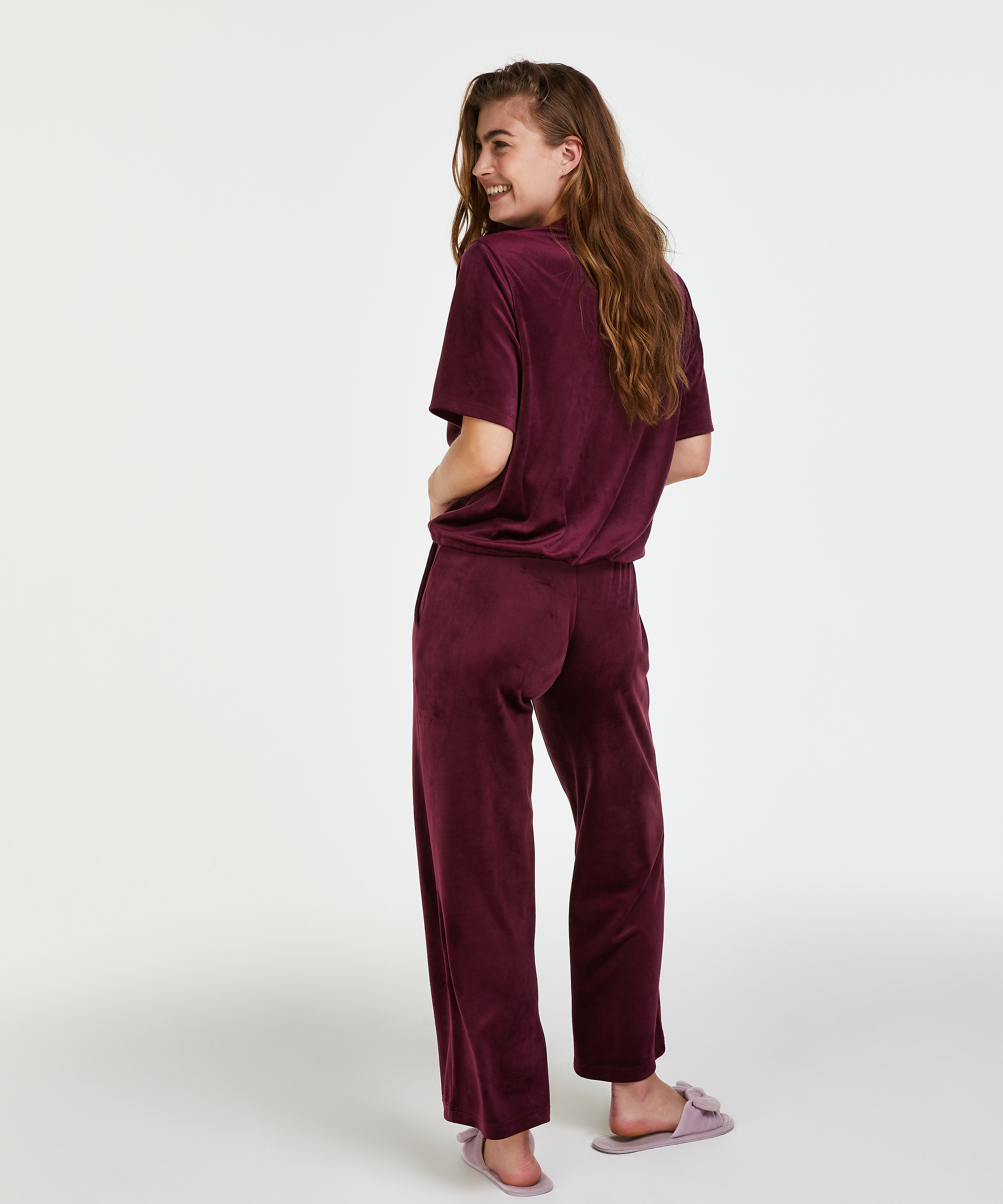 Velours Pyjama Bottoms, Red, main