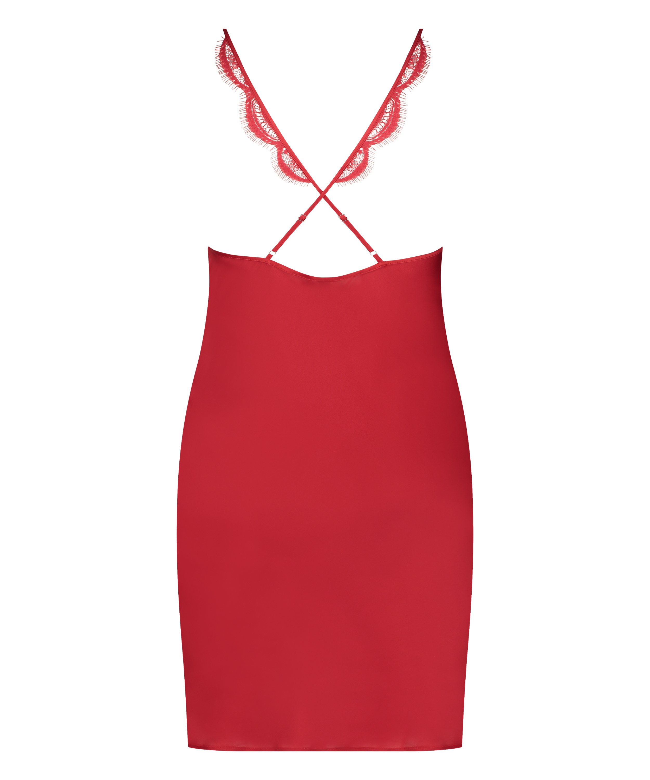 Satin Slip Dress, Red, main
