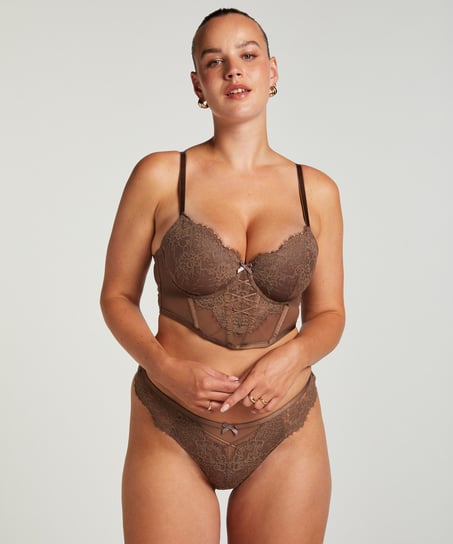Arabella Padded Underwired Longline Bra, Brown